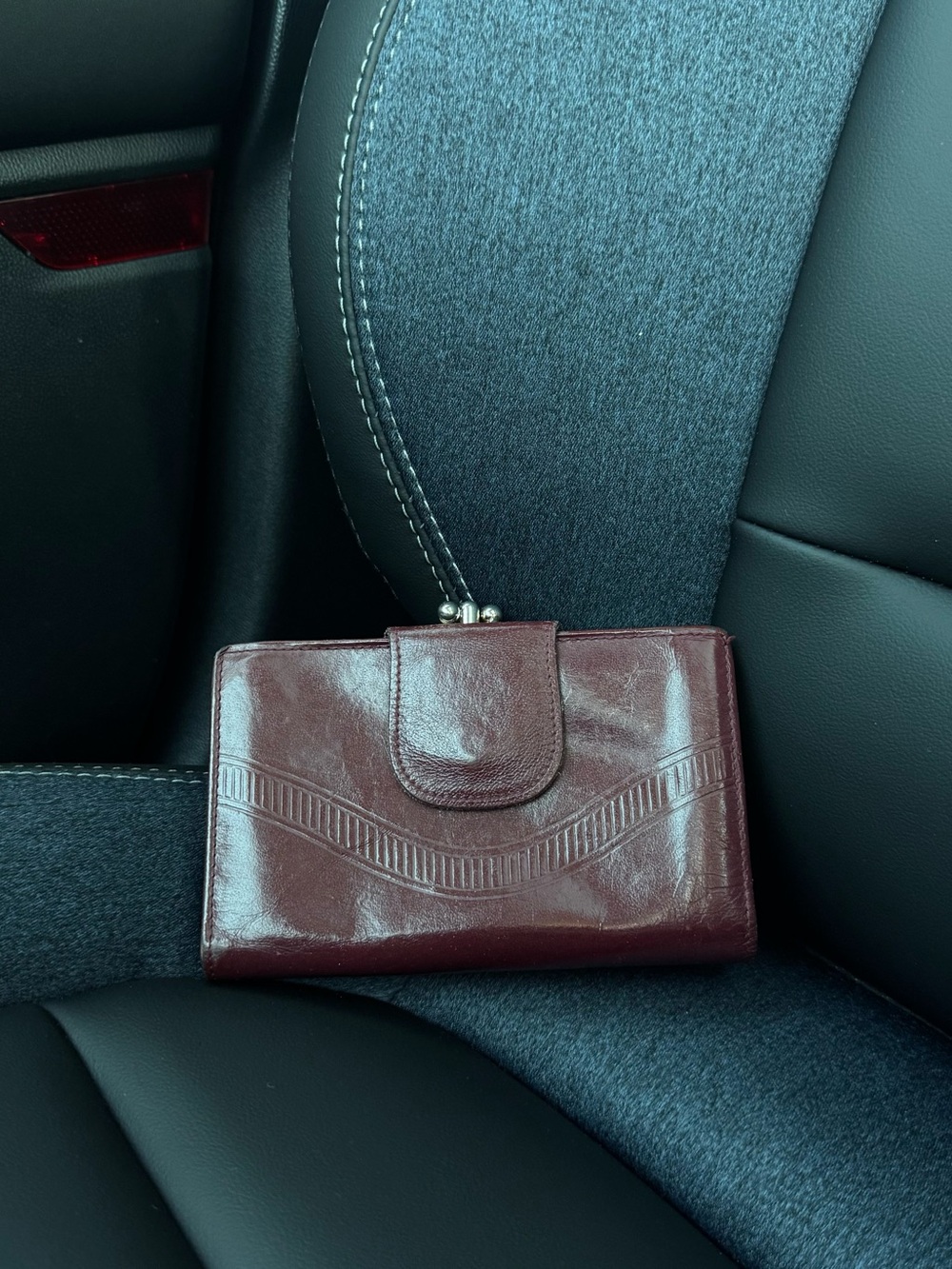 Women's Burgundy Leather Wallet Clutch